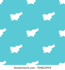 seamless pattern filled with maps of slovenia. white country silhouettes on blue background