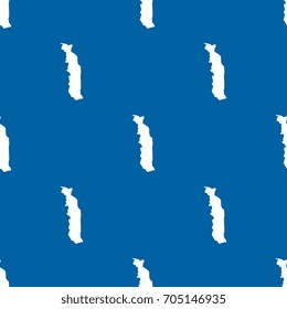seamless pattern filled with maps of togo. white country silhouettes on blue background