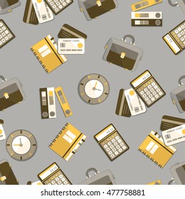 Seamless pattern with finance, accounting and auditing icons. Business economic illustration.