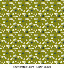 Seamless pattern finance pattern. Use for logos, print products. Seamless with dollars and bitcoin on green and white background. Vector illustration.