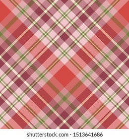 Seamless pattern in fine cozy festive pink, red and green colors for plaid, fabric, textile, clothes, tablecloth and other things. Vector image. 2

