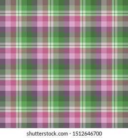 Seamless pattern in fine cozy violet, pink and green colors for plaid, fabric, textile, clothes, tablecloth and other things. Vector image. 
