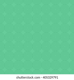 Seamless pattern of fine lines dark green concentric circles on a green background.