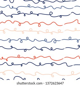 Seamless pattern with fine lines and loops. Hand drawn vector illustration thread or rope. Perfect for fabric, wallpaper or gift-wrap - Vector