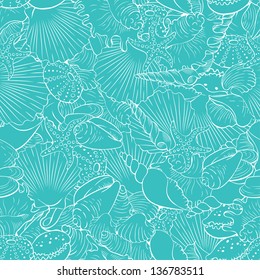 Seamless pattern of fine sea shells