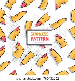 Seamless Pattern with Finger. Hand drawn Vector Illustration Pattern for Background, Textile, Wallpaper and Wrapping Paper