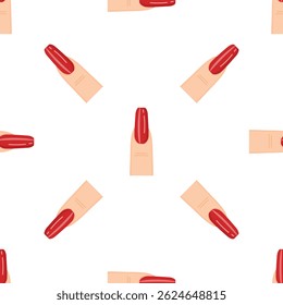 Padrão sem costura de dedos com esmalte de unha vermelho, perfeito para projetos de beleza e moda
