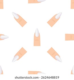Seamless pattern of fingers with white nail polish showing manicure and nail art, great for beauty salons and nail artists