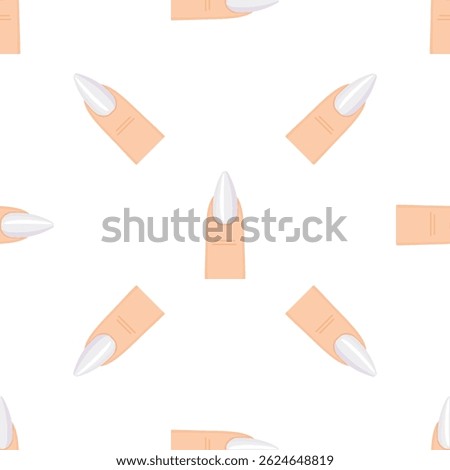 Seamless pattern of fingers with white nail polish showing manicure and nail art, great for beauty salons and nail artists