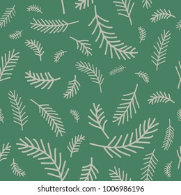 Seamless pattern with fir branches. Christmas vector background for invitation, textile design, wallpapers and wrapping paper.