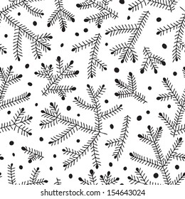 Seamless pattern with fir branches. Vector illustration.