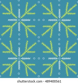 Seamless pattern with fir branches. Vector illustration. Hand drawn