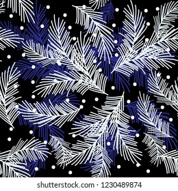 Seamless pattern with fir branches.Christmas and New Year background. Vector illustration.