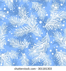 Seamless pattern with fir branches.Christmas and New Year background. Vector illustration.