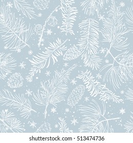 Seamless pattern with fir branches.Christmas and New Year background. Vector illustration.