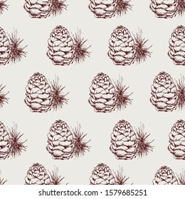 Seamless pattern with fir cones.