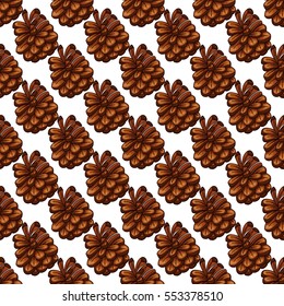 Seamless pattern with fir cones