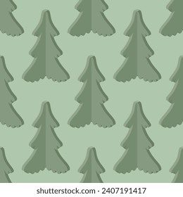 Seamless pattern with fir forest - hand drawn vector illustration.