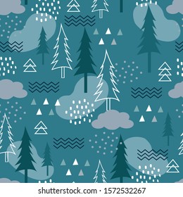 Seamless Pattern of Fir Tree design for background, wallpaper, clothing, wrapping, fabric