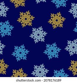 Seamless pattern with fir trees. Colorful background vector.  Doodles. Seamless colorful winter pattern on black background. Vector illustration.