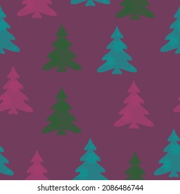 Seamless pattern with fir trees. Colorful background vector. Design illustration. A lot of fir-trees. Decorative wallpaper, good for printing. Happy New Year. Winter time