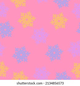 Seamless pattern with fir trees. Colorful background vector. Seamless christmas pattern with christmas trees, bows, snowflakes on colored background