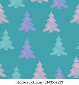 Seamless pattern with fir trees. Colorful background vector. Design illustration. A lot of fir-trees. Decorative wallpaper, good for printing. Happy New Year. Winter time