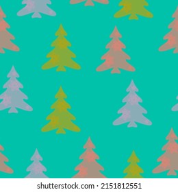 Seamless pattern with fir trees. Colorful background vector. Design illustration.  Doodles. Seamless colorful winter pattern on black background. Vector illustration.