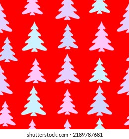 Seamless pattern with fir trees. Colorful background vector.  Doodles. Seamless colorful winter pattern on black background. Vector illustration.