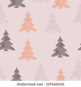Seamless pattern with fir trees. Colorful background vector. Design illustration.  Doodles. Seamless colorful winter pattern on black background. Vector illustration.