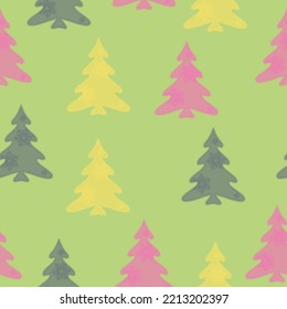 Seamless pattern with fir trees. Colorful background vector. Design illustration. A lot of fir-trees. Decorative wallpaper, good for printing. Happy New Year. Winter time