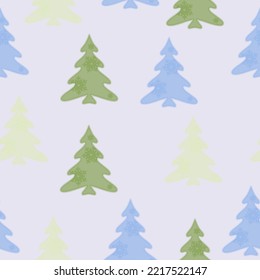 Seamless pattern with fir trees. Colorful background vector. Design illustration. A lot of fir-trees. Decorative wallpaper, good for printing. Happy New Year. Winter time