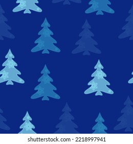 Seamless pattern with fir trees. Colorful background vector. Design illustration.  Doodles. Seamless colorful winter pattern on black background. Vector illustration.