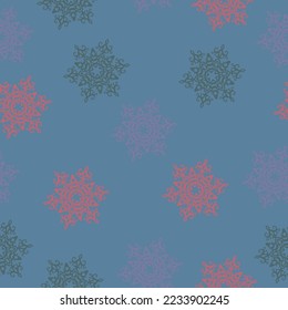 Seamless pattern with fir trees. Colorful background vector. Seamless christmas pattern with christmas trees, bows, snowflakes on colored background