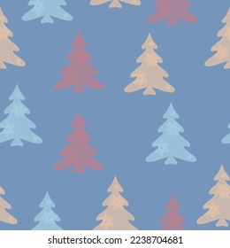 Seamless pattern with fir trees. Colorful background vector. Design illustration.  Doodles. Seamless colorful winter pattern on black background. Vector illustration.