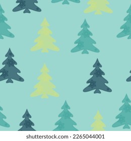 Seamless pattern with fir trees. Colorful background vector. Design illustration. A lot of fir-trees. Decorative wallpaper, good for printing. Happy New Year. Winter time