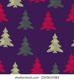 Seamless pattern with fir trees. Colorful background vector. Design illustration. A lot of fir-trees. Decorative wallpaper, good for printing. Happy New Year. Winter time