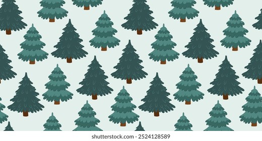 Patrón sin fisuras con abetos. Concepto de vacaciones de invierno e invierno. Para la tela, papel de embalaje. Vector.