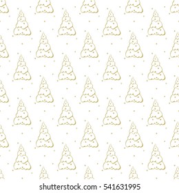 Seamless pattern  with fir trees. Winter time.  Vector illustration.