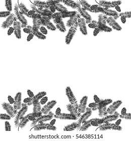 Seamless pattern with fir-cone. Christmas tree ornament Vector illustrations