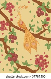 Seamless pattern with a Fire bird