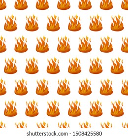 Seamless pattern with fire flame on white background. Vector illustration.