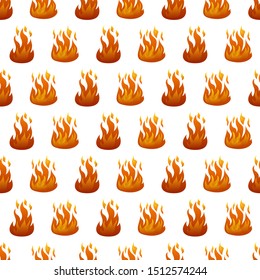 Seamless pattern with fire flame on white background. Vector illustration.