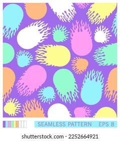 Seamless pattern. Fireballs flow. Trendy Y2K decorative fire balls. Vector graphics