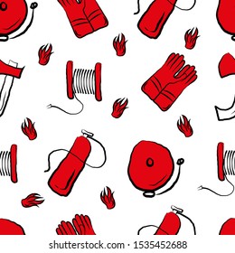 seamless pattern firefighters tools vector