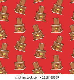 Seamless pattern with fireplace with burning fire doodle vector