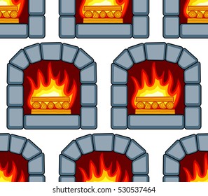Seamless pattern of the fireplaces