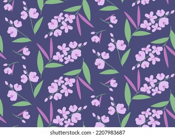 Seamless pattern with fireweed. Beautiful nature texture in flat style.