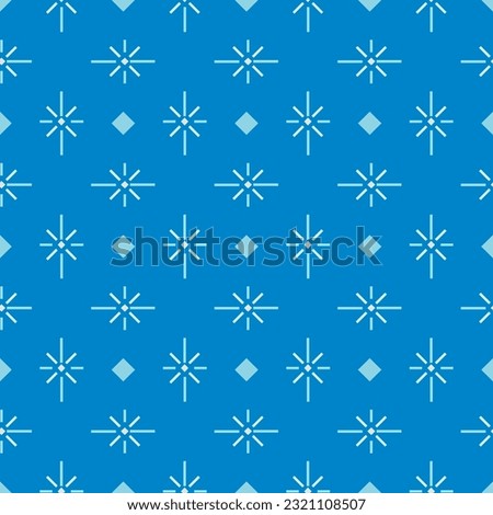 Seamless Pattern Fireworks and diamond in Blue theme with dark blue background. Look like Snowflake for Winter. Design for Wallpaper, wrapping paper, interior, tile, fabric, Vector.