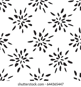 Seamless pattern with fireworks in simple scandinavian style  for scrap booking, wrapping paper and creative design. Vector illustration